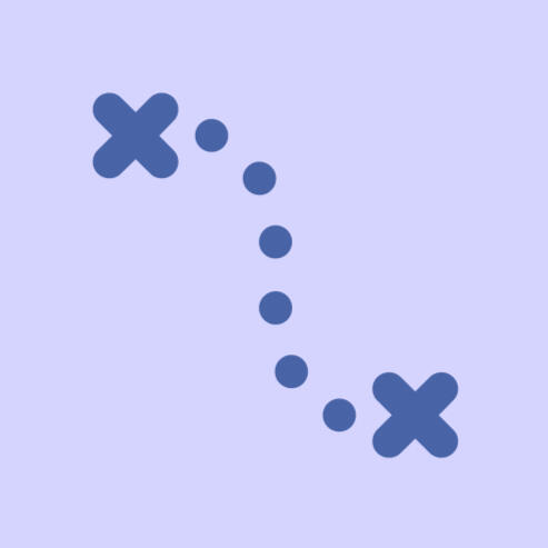 CrumbTrail Logo Two X marks connected by a dotted path.